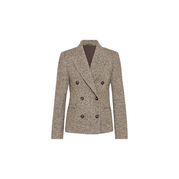 Brunello Cucinelli Mélange diagonal blazer in Brown