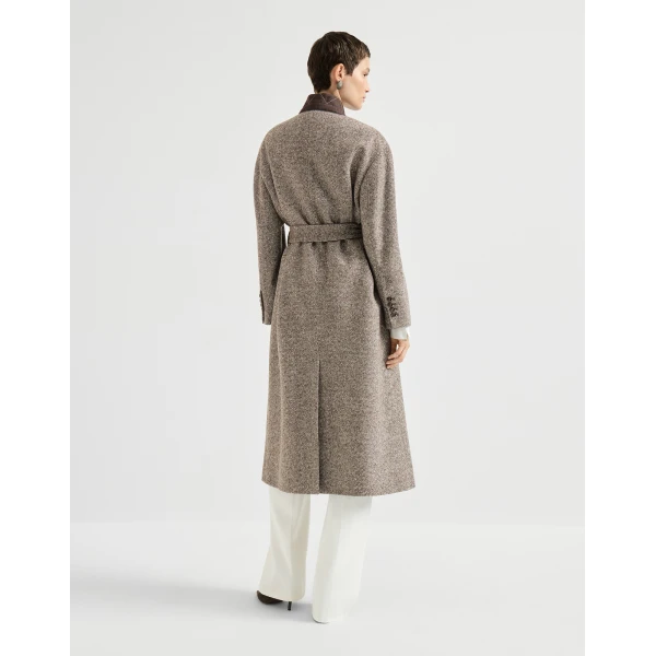 Brunello Cucinelli Mélange diagonal coat in Brown