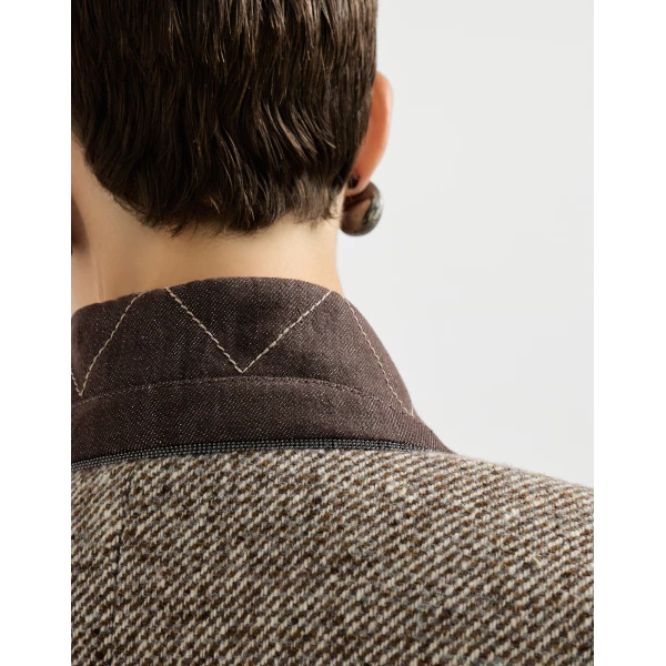 Brunello Cucinelli Mélange diagonal coat in Brown