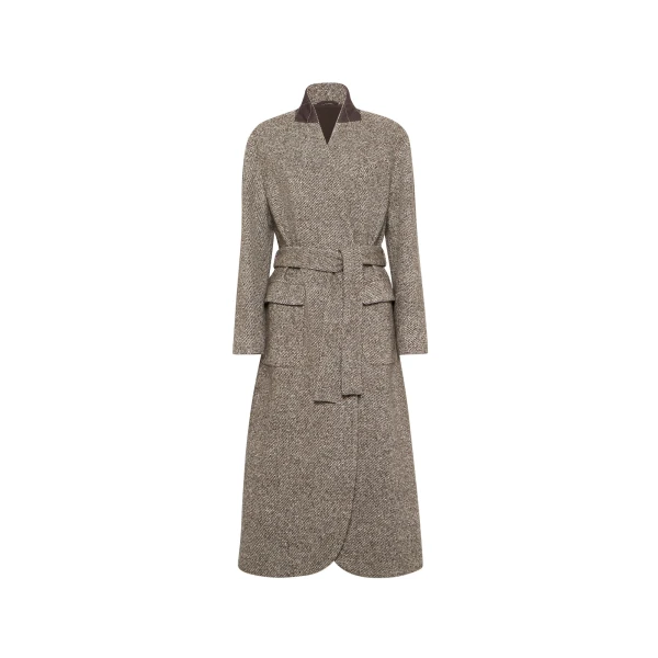 Mélange diagonal coat in Brown