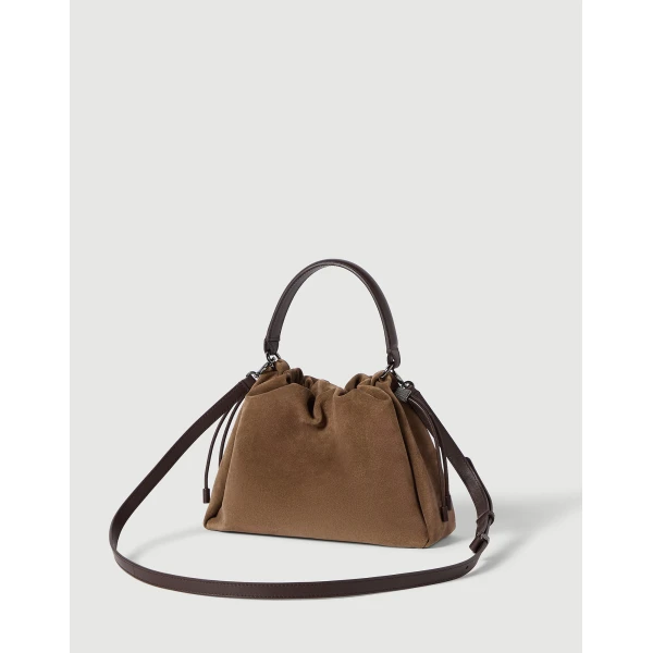 Mellow small bucket bag in suede in Caramel - Image 2