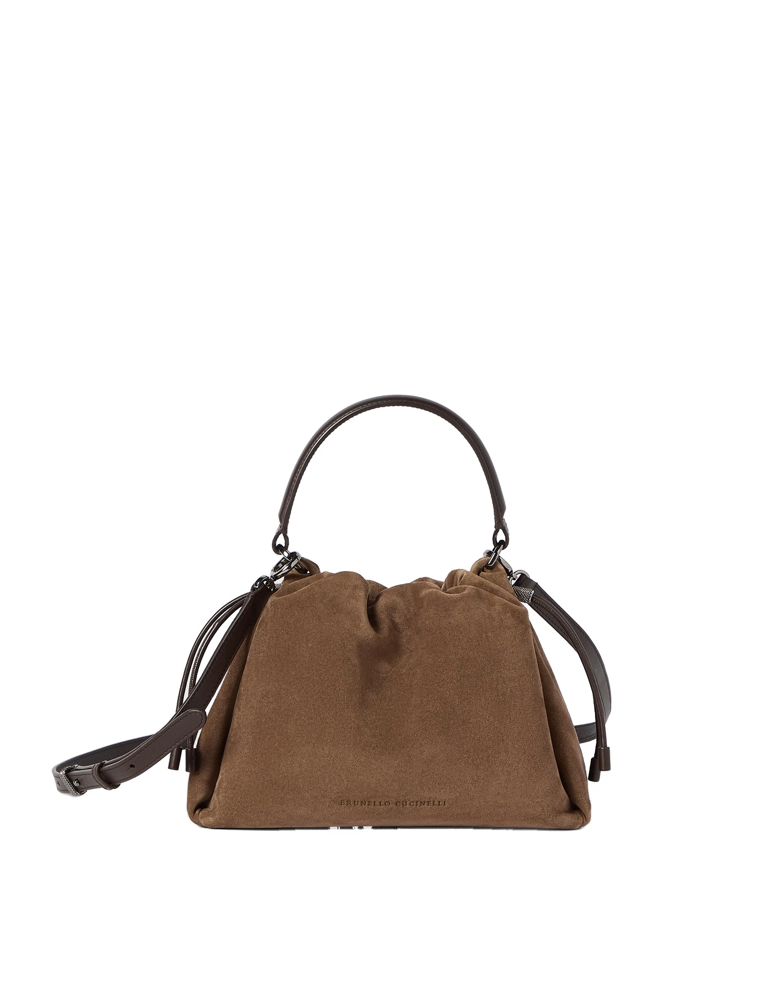 Brunello Cucinelli Mellow small bucket bag in suede in Caramel | Buy Bucket Bags at Coveti Brunello Cucinelli Mellow small bucket bag in suede in Caramel
