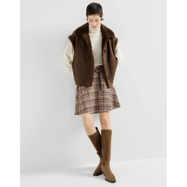 Brunello Cucinelli Mini circle skirt in Light Brown