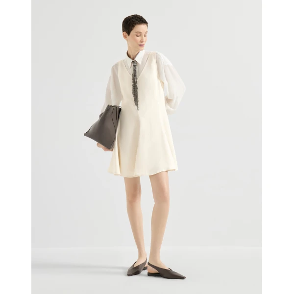 Mini dress with monili in Ivory - Image 6