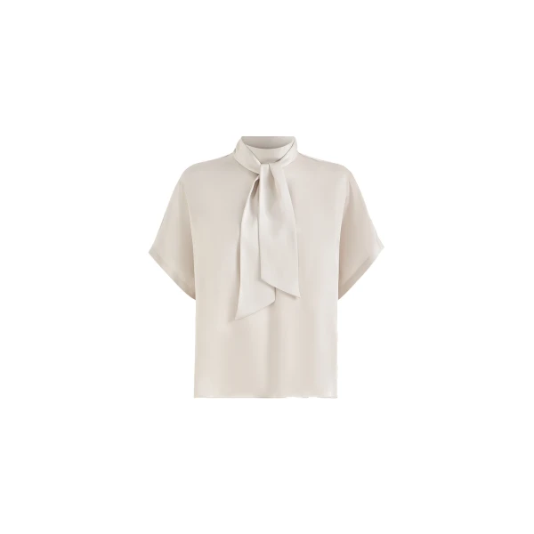 Mock neck T-shirt with monili in Fog