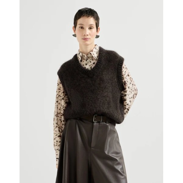 Mohair sweater vest in Pine Cone Brown - Image 2