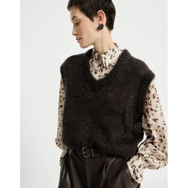 Mohair sweater vest in Pine Cone Brown - Image 5