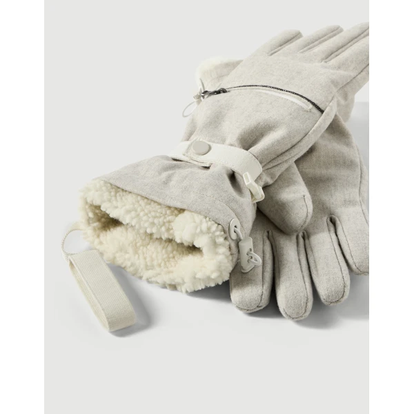 Brunello Cucinelli Mountain gloves in Cool Beige, view 2 | Gloves | Coveti