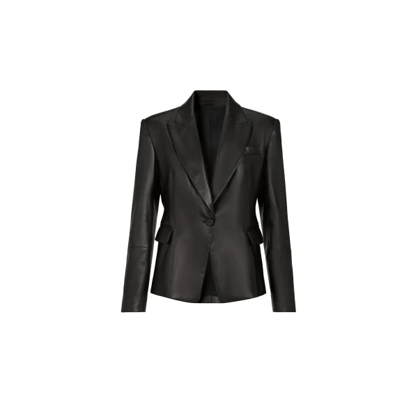 Nappa leather blazer with monili in Black