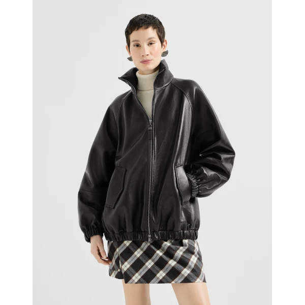 Nappa leather bomber jacket in Black - Image 2