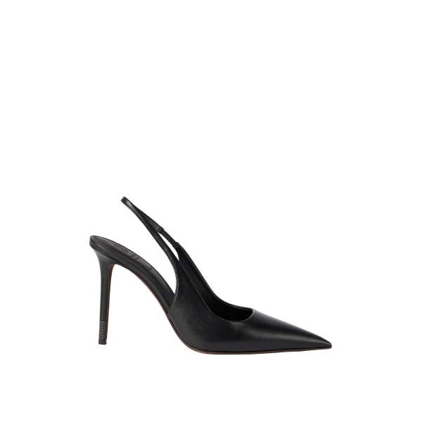 Nappa leather heels with monili in Black
