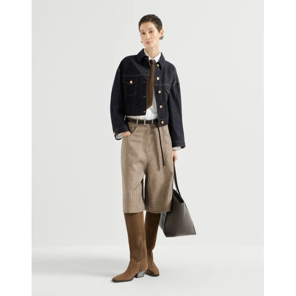 Brunello Cucinelli No-fade denim outerwear jacket with monili in Denim, view 6 | Jackets | Coveti