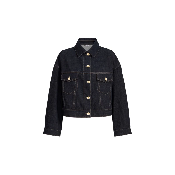 Brunello Cucinelli No-fade denim outerwear jacket with monili in Denim | Jackets | Coveti