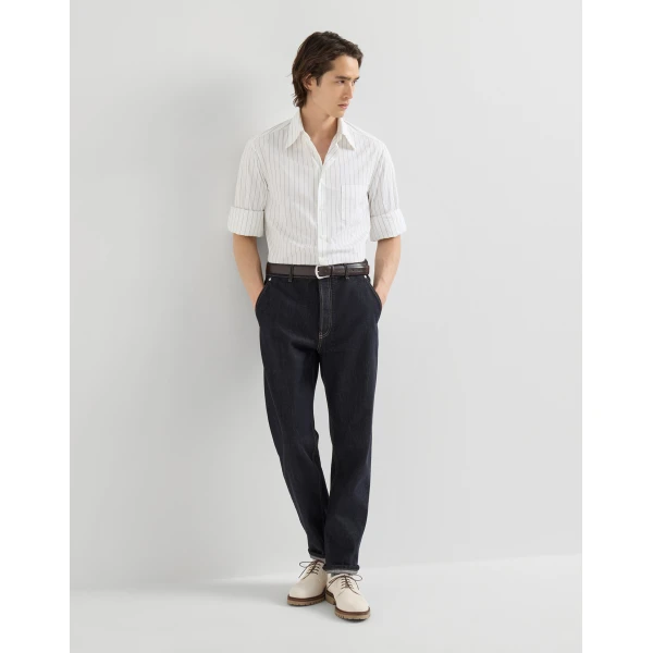 Brunello Cucinelli No-fade denim trousers in Dark Denim, view 5 | Jeans | Coveti