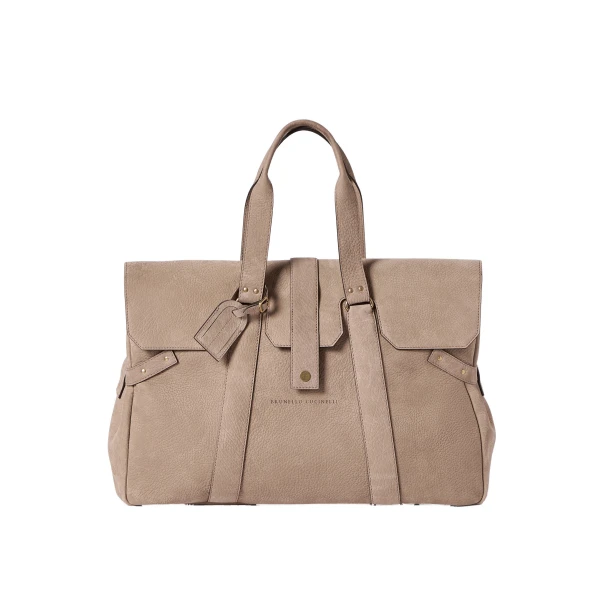 Brunello Cucinelli Nubuck Country Weekender bag in Brown | Travel Bags | Coveti