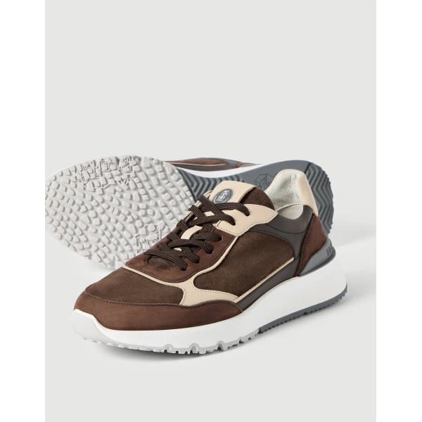 Brunello Cucinelli Nubuck and suede runners in Sand, view 3 | Sneakers | Coveti
