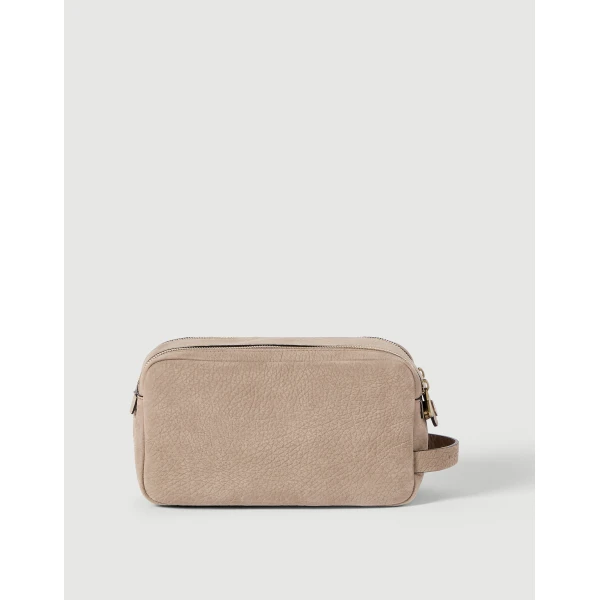 Brunello Cucinelli Nubuck beauty case in Brown, view 2 | Cases | Coveti
