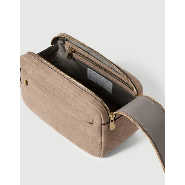 Brunello Cucinelli Nubuck beauty case in Brown, view 4 | Cases | Coveti