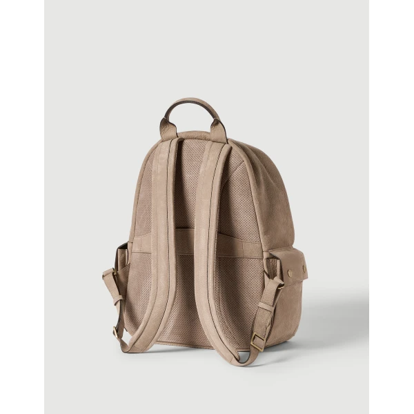 Brunello Cucinelli Nubuck travel backpack in Brown, view 2 | Backpacks | Coveti