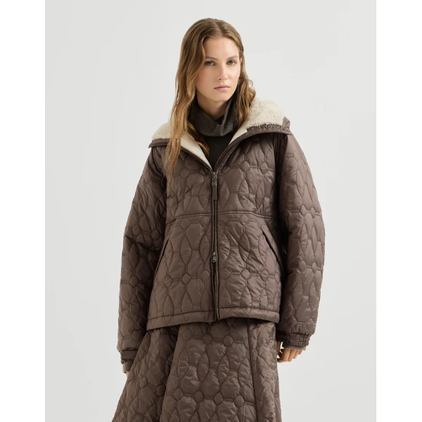 Brunello Cucinelli Nylon outerwear in Coffee, view 2 | Jackets | Coveti