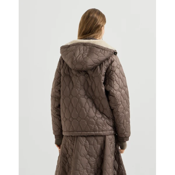 Brunello Cucinelli Nylon outerwear in Coffee, view 3 | Jackets | Coveti