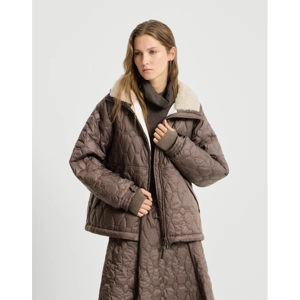 Brunello Cucinelli Nylon outerwear in Coffee, view 5 | Jackets | Coveti