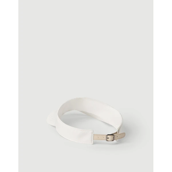 Brunello Cucinelli Nylon visor with shiny band in White, view 2 | Hats | Coveti