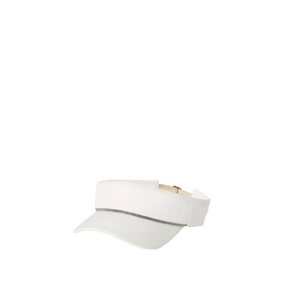 Brunello Cucinelli Nylon visor with shiny band in White | Hats | Coveti