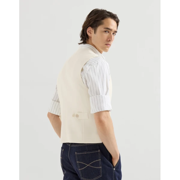 Brunello Cucinelli One-and-a-half-breasted waistcoat in Panama, view 3 | Vests | Coveti