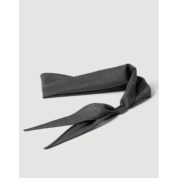Brunello Cucinelli Organza necktie with monili in Dark Grey, view 2 | Accessories | Coveti