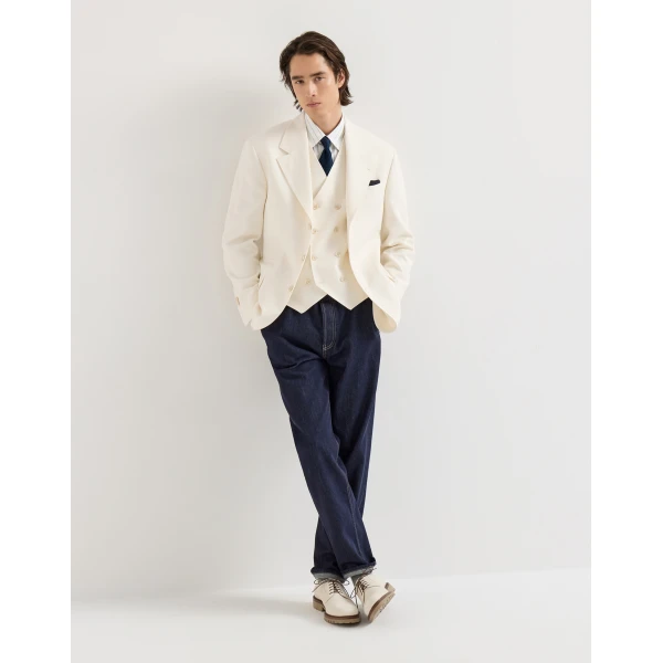 Brunello Cucinelli Pinstripe poplin shirt in White, view 6 | Shirts | Coveti
