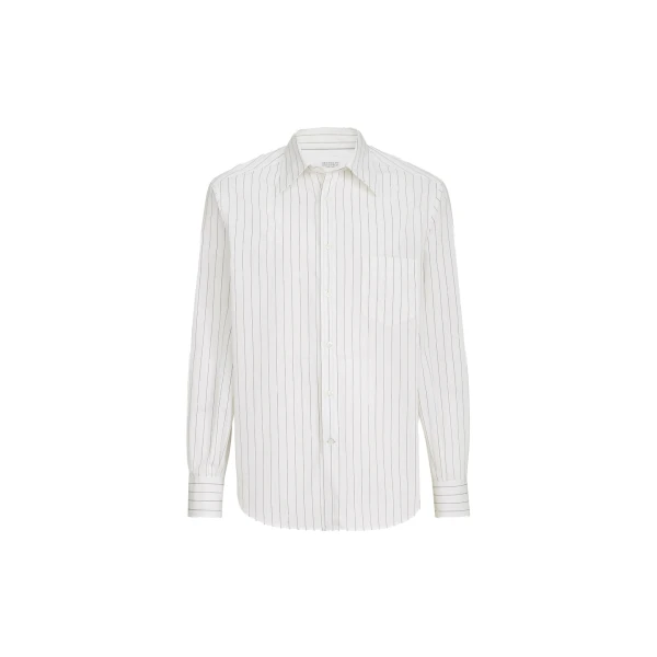 Pinstripe poplin shirt in White
