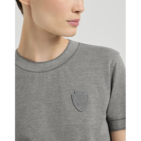 Piqué T-shirt with logo in Dark Grey - Image 4