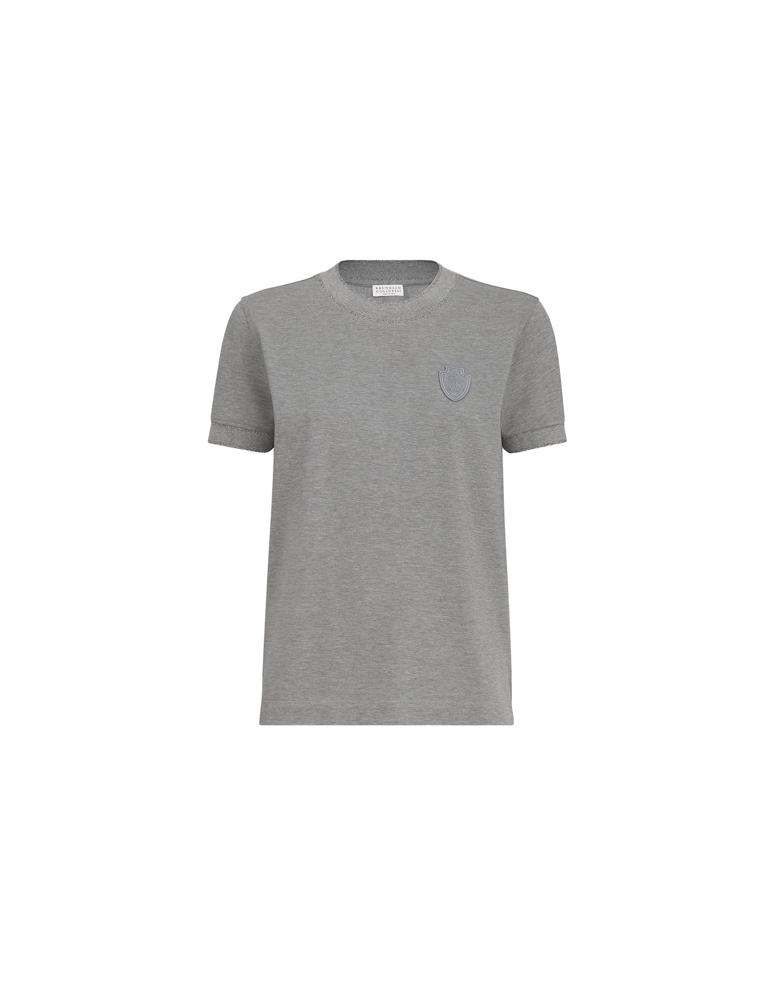 Brunello Cucinelli Piqué T-shirt with logo in Dark Grey | Buy Jackets at Coveti Brunello Cucinelli Piqué T-shirt with logo in Dark Grey
