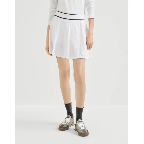 Piqué mini skirt with logo in White - Image 2
