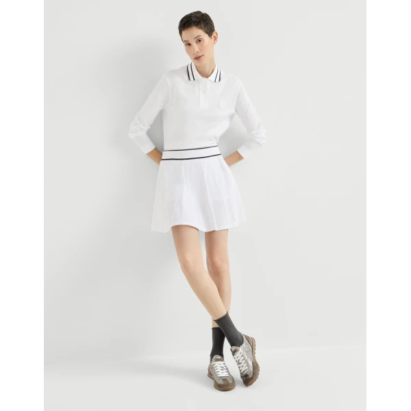 Piqué mini skirt with logo in White - Image 5
