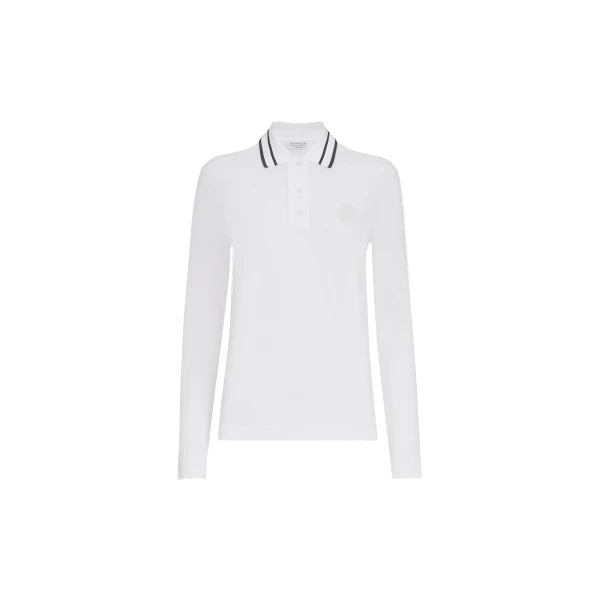 Piqué polo shirt with logo in White