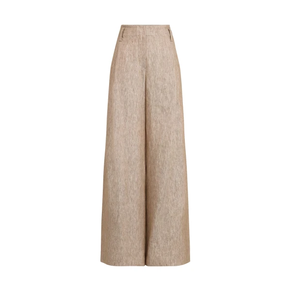 Pleated A-Line trousers in Light Brown