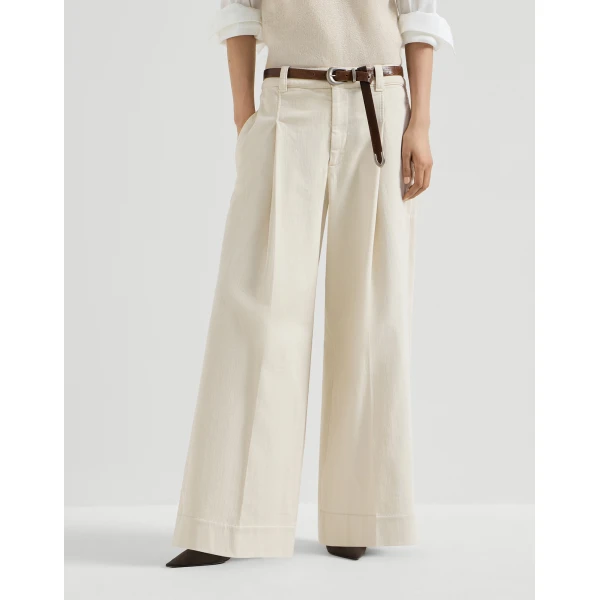 Pleated A-line trousers in Milk - Image 2