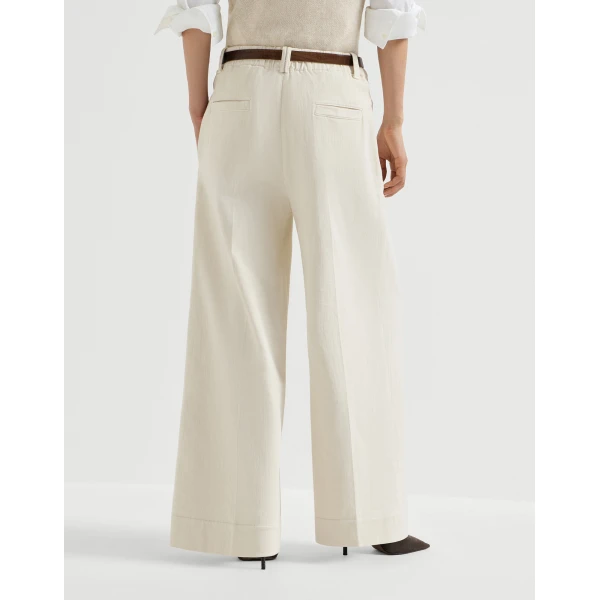 Pleated A-line trousers in Milk - Image 3
