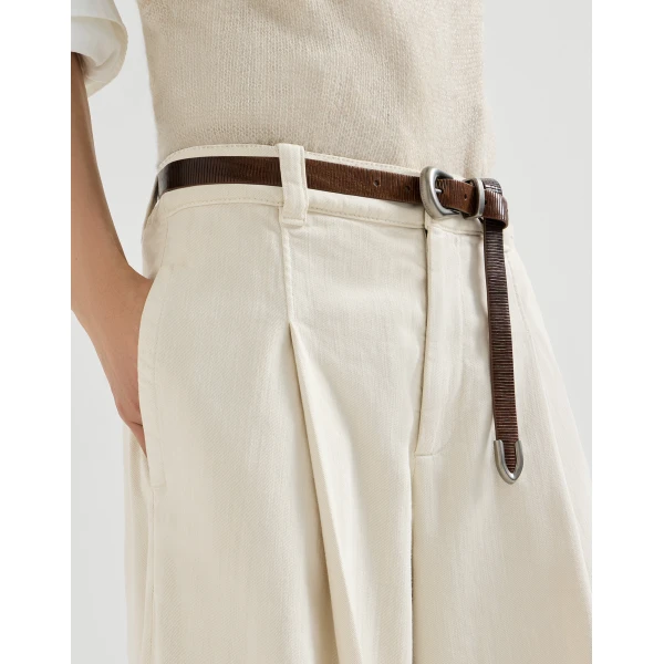 Pleated A-line trousers in Milk - Image 4
