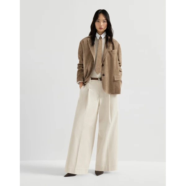 Pleated A-line trousers in Milk - Image 6