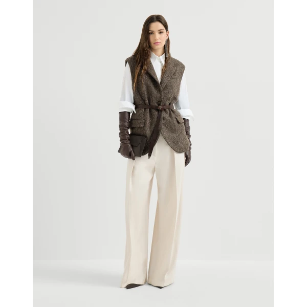 Brunello Cucinelli Pleated barrel trousers in Milk
