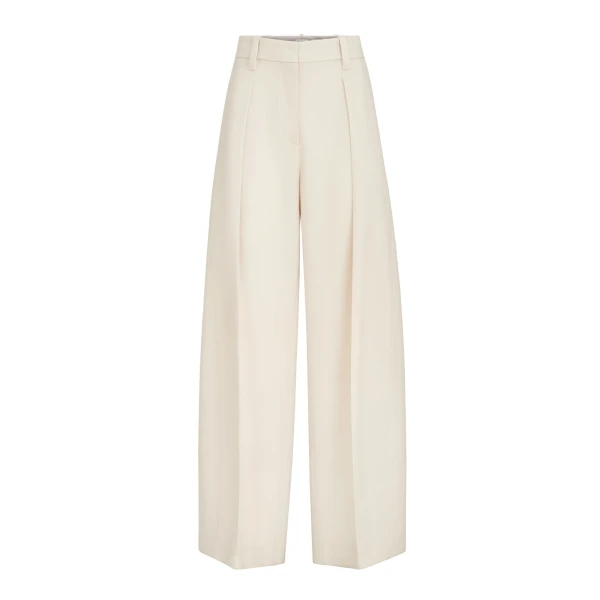 Brunello Cucinelli Pleated barrel trousers in Milk