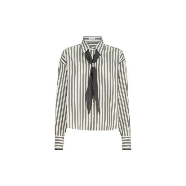 Poplin shirt with foulard in Green