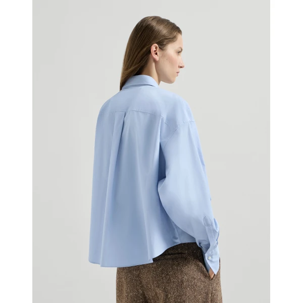 Poplin shirt with monili in Oxford Blue - Image 3
