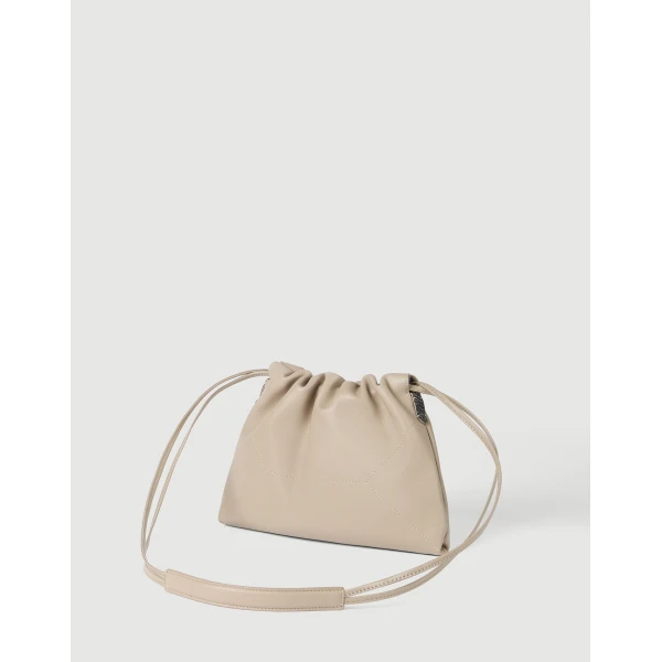 Pouch bag in calfskin with monili in Buff - Image 2