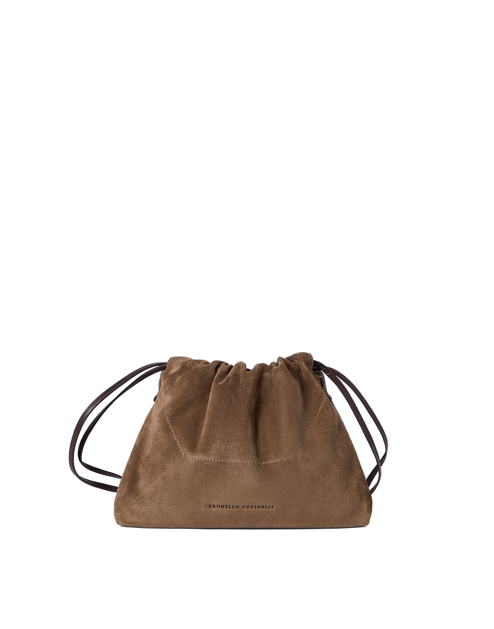 Brunello Cucinelli Pouch bag in suede with monili in Caramel | Buy Clutch Bags at Coveti Brunello Cucinelli Pouch bag in suede with monili in Caramel