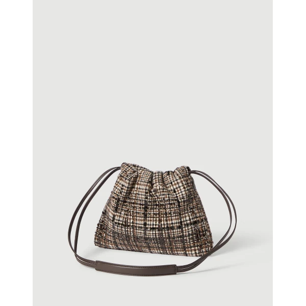 Pouch bag with dazzling degradé embroidery in Brown - Image 2