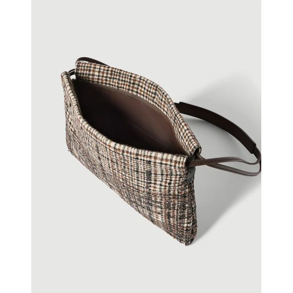 Pouch bag with dazzling degradé embroidery in Brown - Image 5